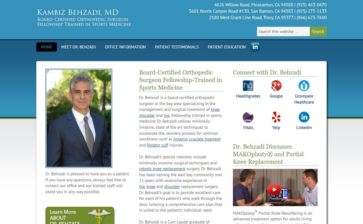 Kambiz Behzadi, M.D. | Orthopedic Surgeon Specializing in Knee, Hip, Shoulder Replacement & Sports Medicine