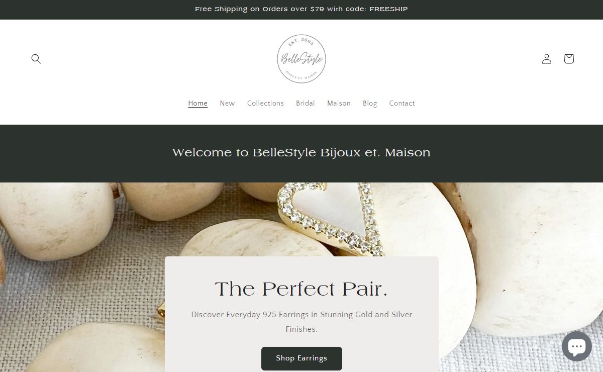 BelleStyle Jewelry Homepage