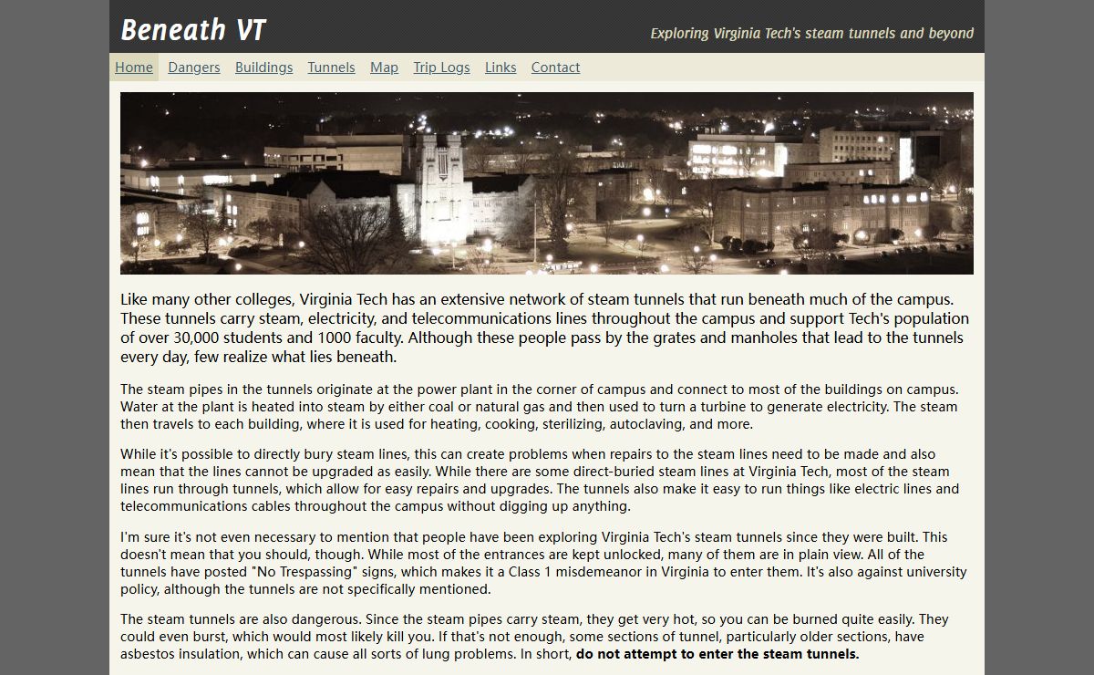 Beneath VT – Exploring Virginia Tech's steam tunnels and beyond