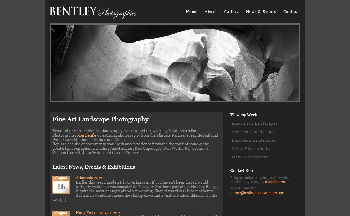 Fine Art Landscape Photography by Ron Bentley - Australian Landscapes, American Landscapes, European Landscapes.