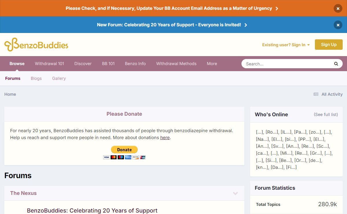 Forums - BenzoBuddies - Benzodiazepine Withdrawal Support
