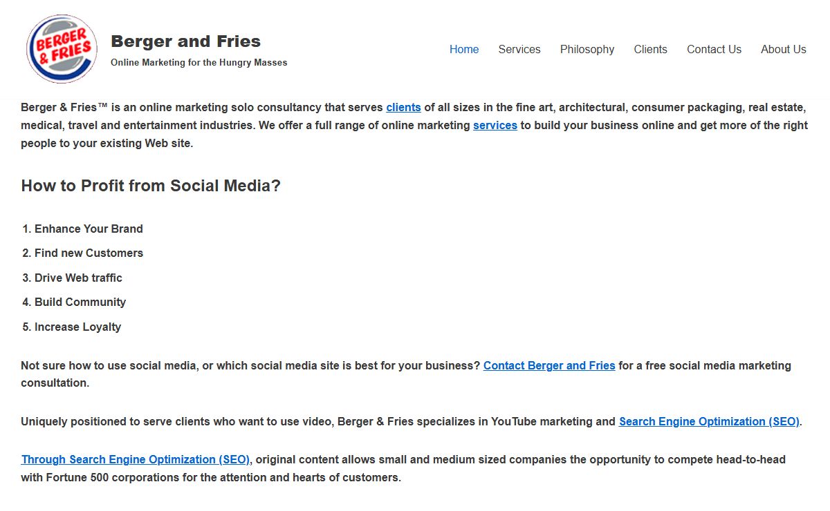 Berger and Fries – Online Marketing for the Hungry Masses