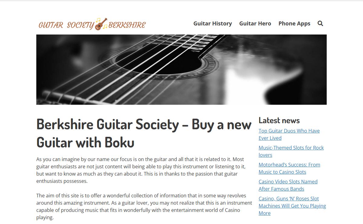 Berkshire Guitar Society - Use Boku to Buy a Guitar and Play Casino