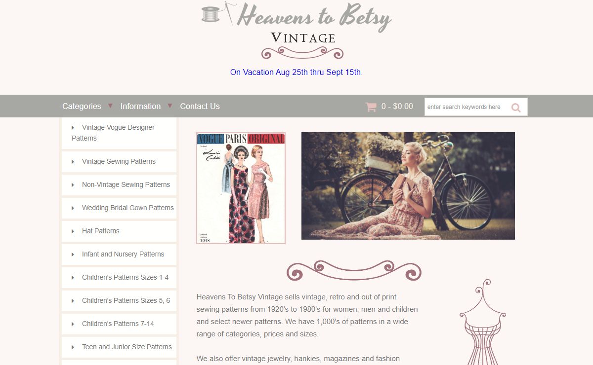 Vintage Sewing Patterns, Heavens To Betsy