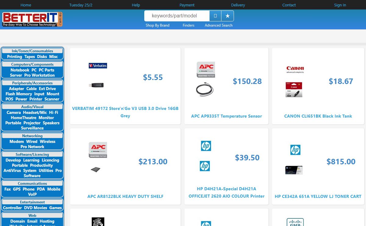 BETTERIT Buy Computers Parts Hardware Desktop Software Ink Toner Compare Cheap Discount Prices