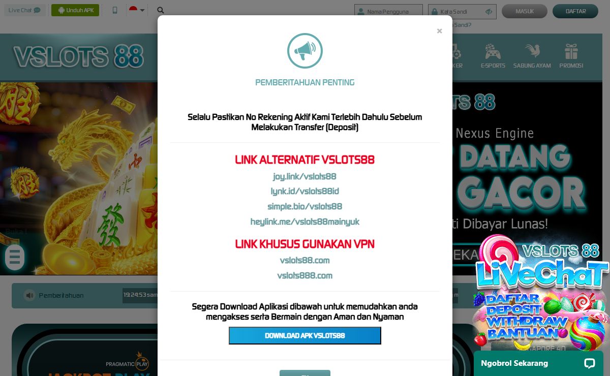 VSLOTS88: Daftar Situs Gacor Platform Game Online Nexus Terbaik