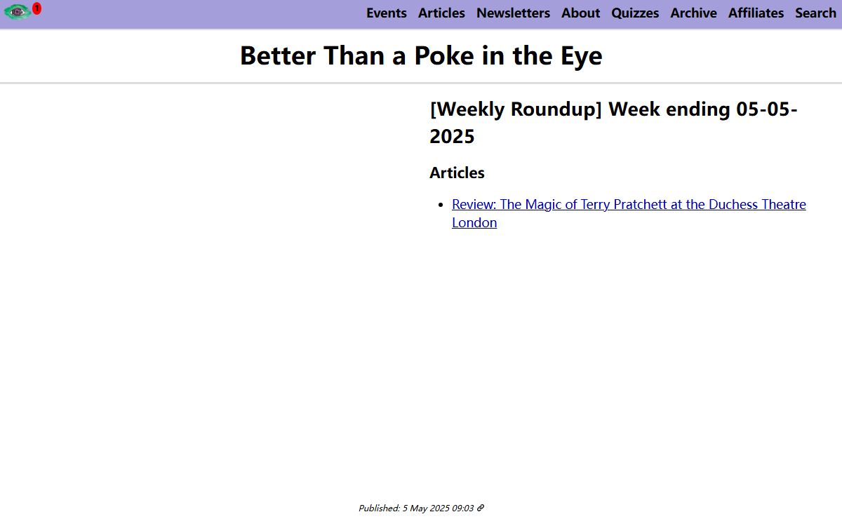 Welcome to Better Than a Poke in the Eye