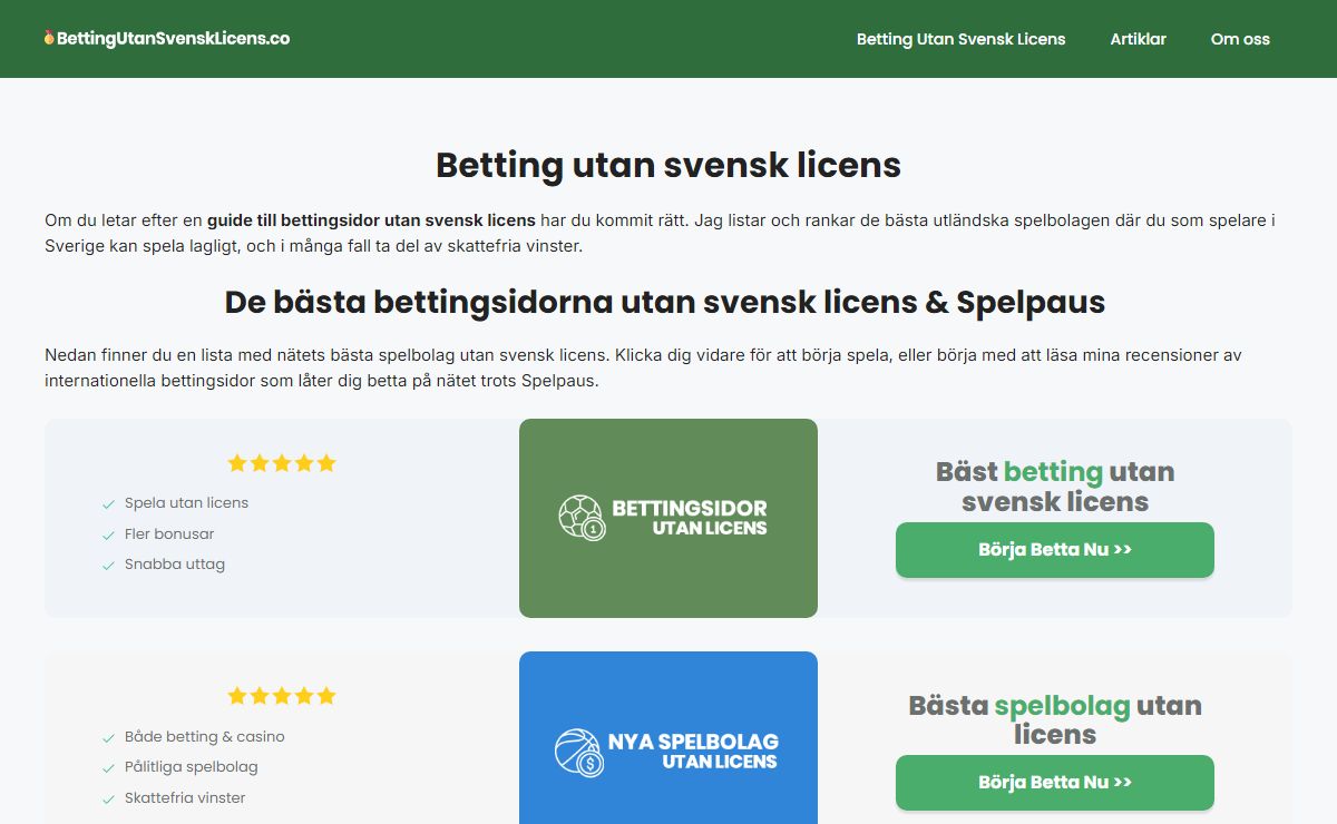 Betting Utan Svensk Licens - Bäst spelbolag utan Spelpaus