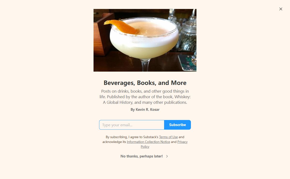 Beverages, Books, and More | Kevin R. Kosar | Substack