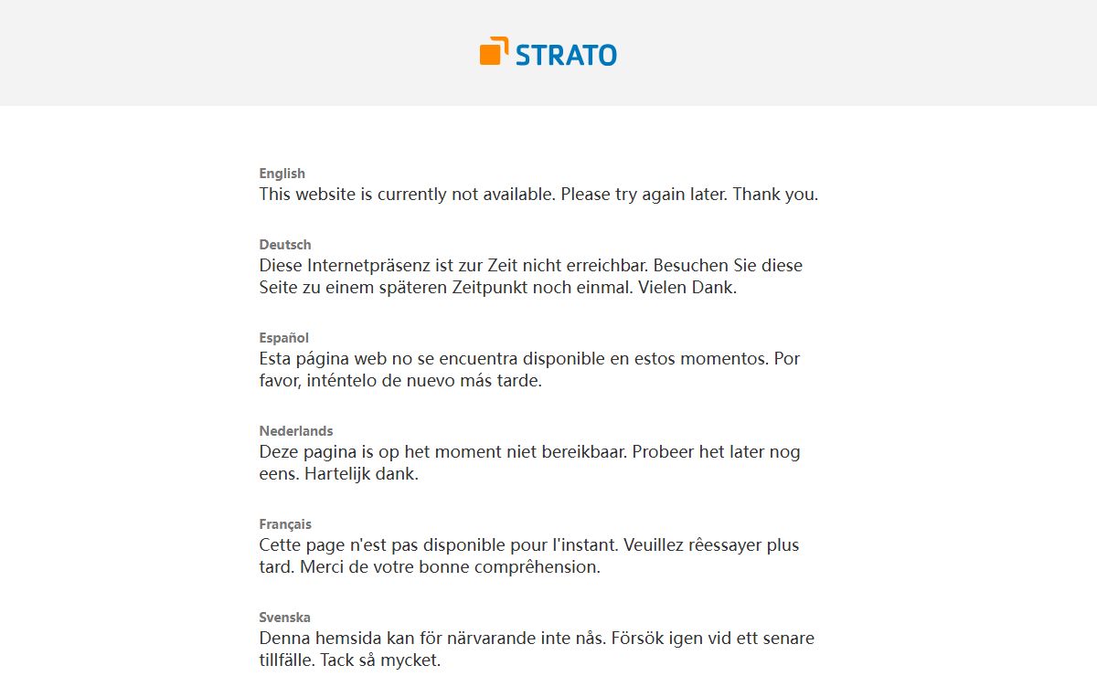 STRATO - Domain not available