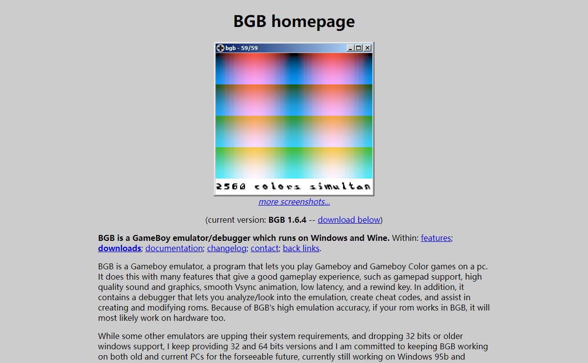 BGB GameBoy Emulator (current version: BGB 1.6.4)