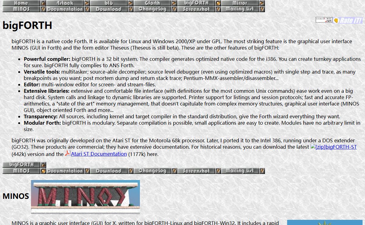 bigFORTH Forth System+MINOS GUI in Forth