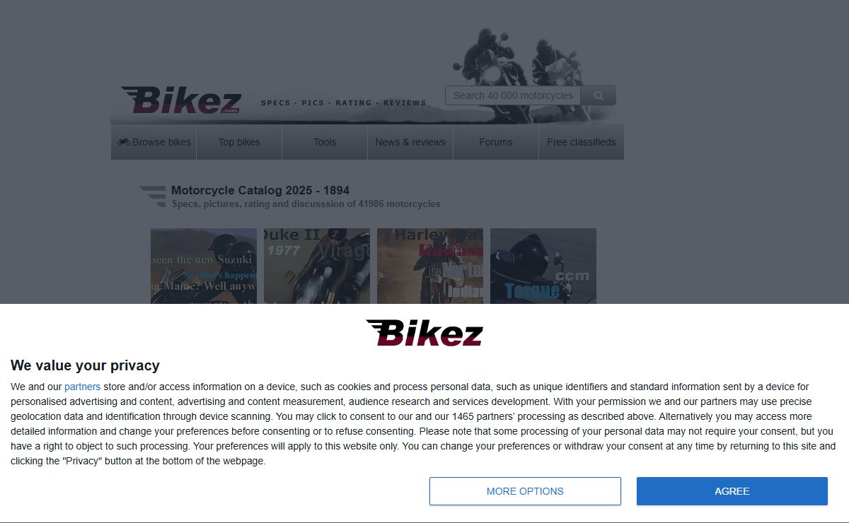 Motorcycle catalog with 40 000 motorcycles