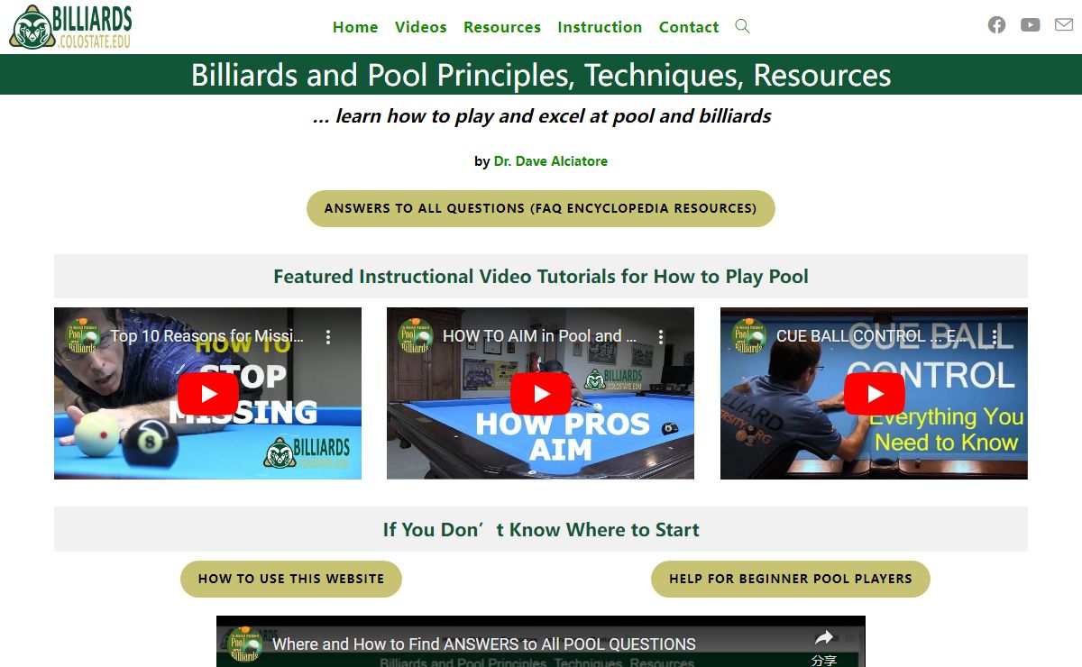 How to Play Pool - Billiards and Pool Principles, Techniques, Resources