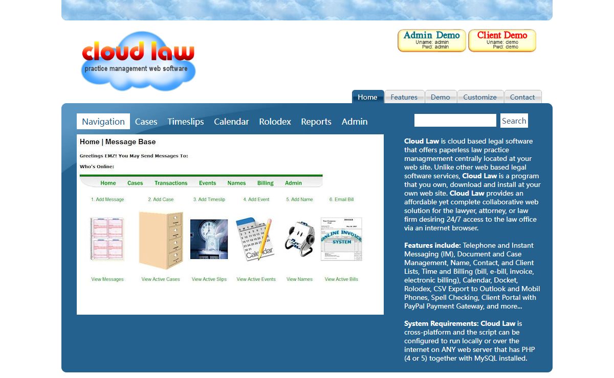 Cloud Law® :: Cloud based legal software with case management, time and billing for paperless law practice management.