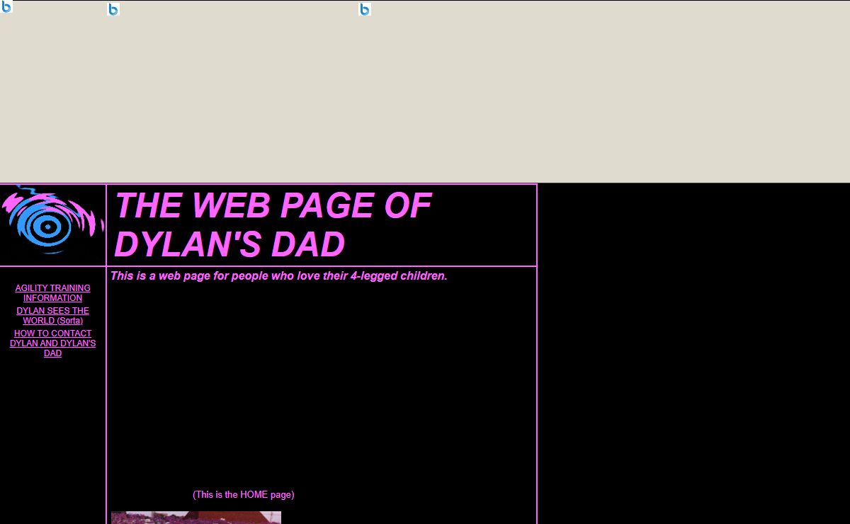 THE WEB PAGE OF DYLAN'S DAD