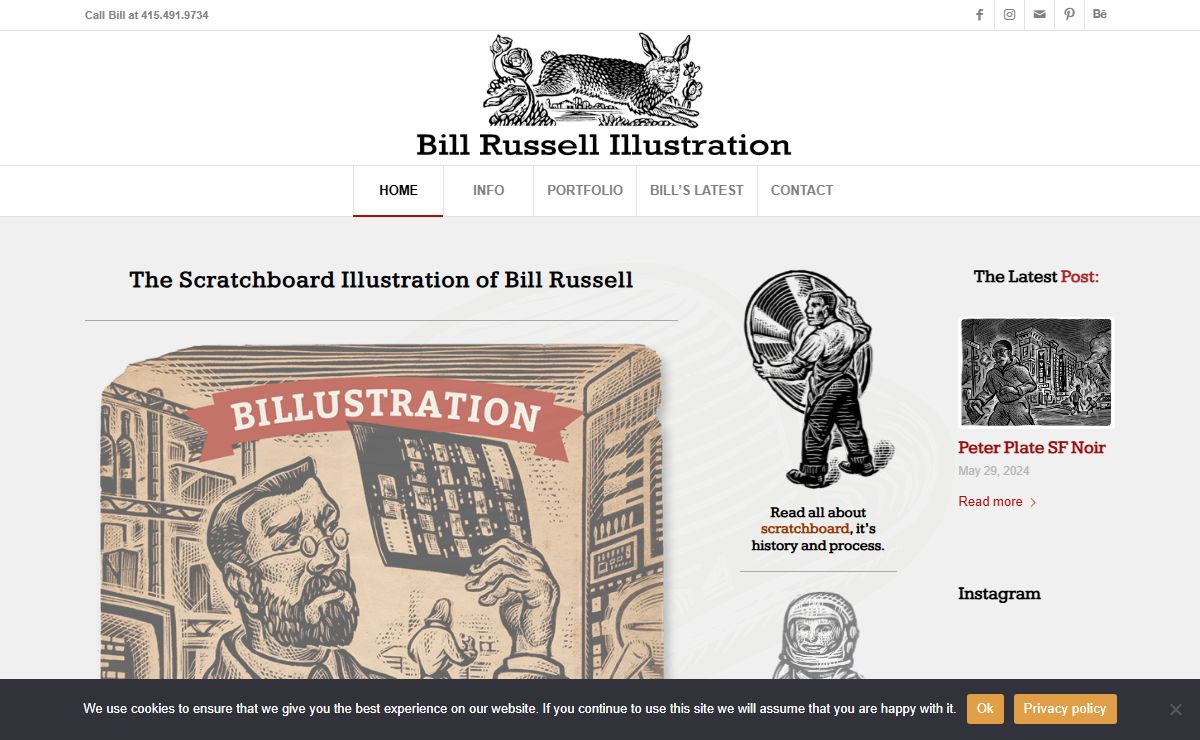 The Scratchboard Illustration Portfolio of Bill Russell