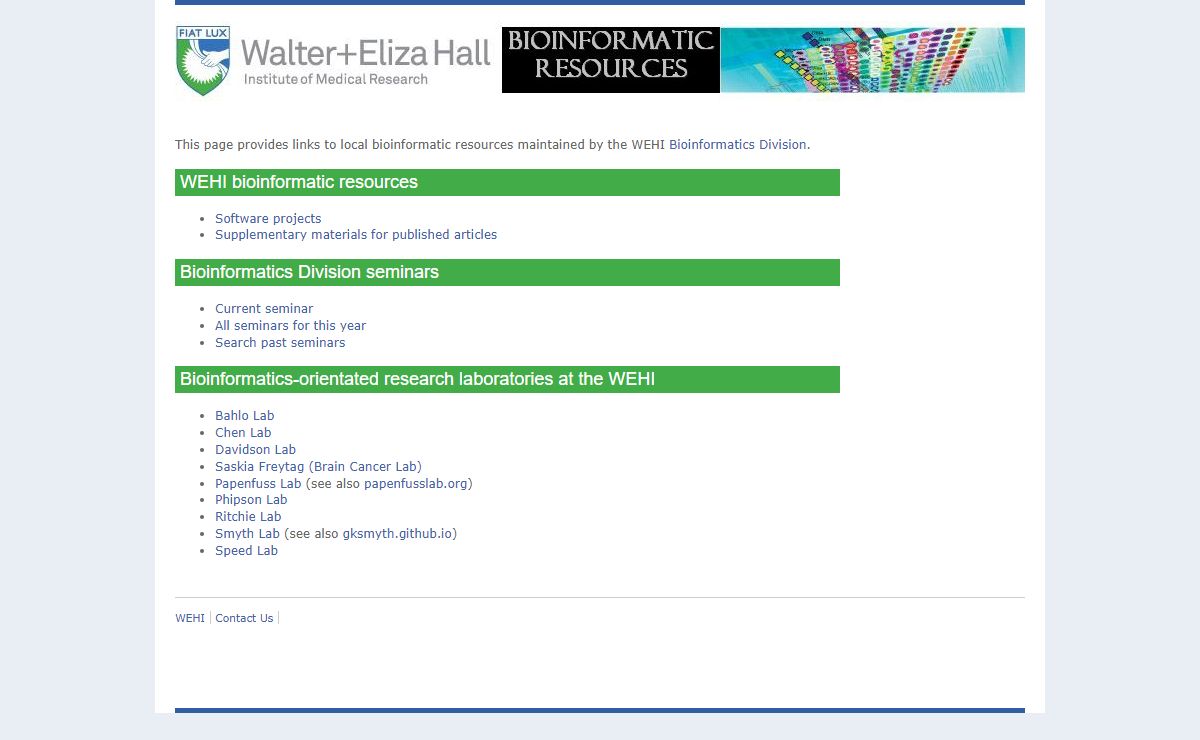 WEHI Bioinformatic Resources Page