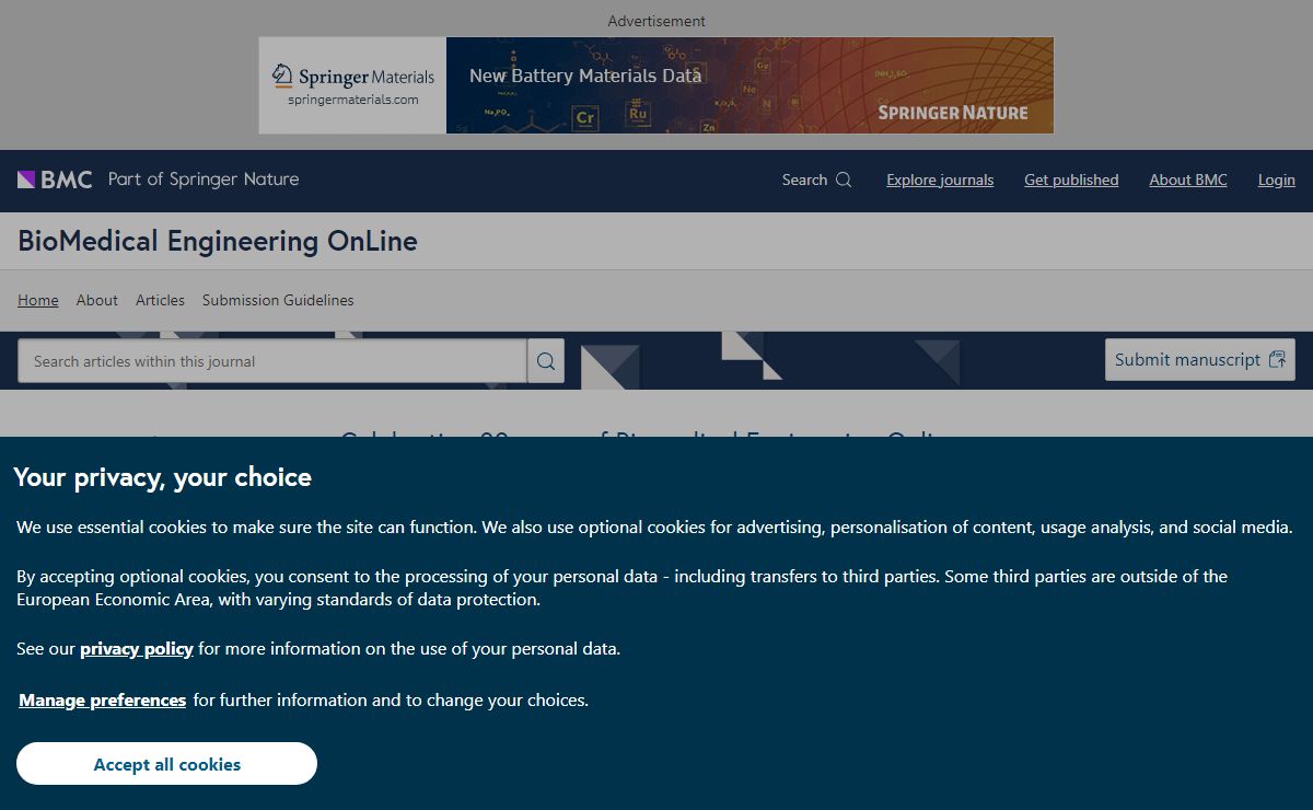 Home page | BioMedical Engineering OnLine