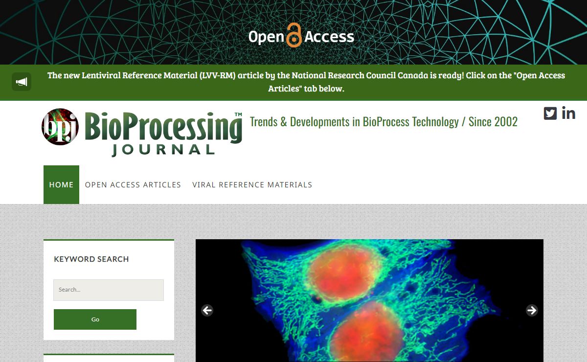 BioProcessing Journal – Trends & Developments in BioProcess Technology / Since 2002