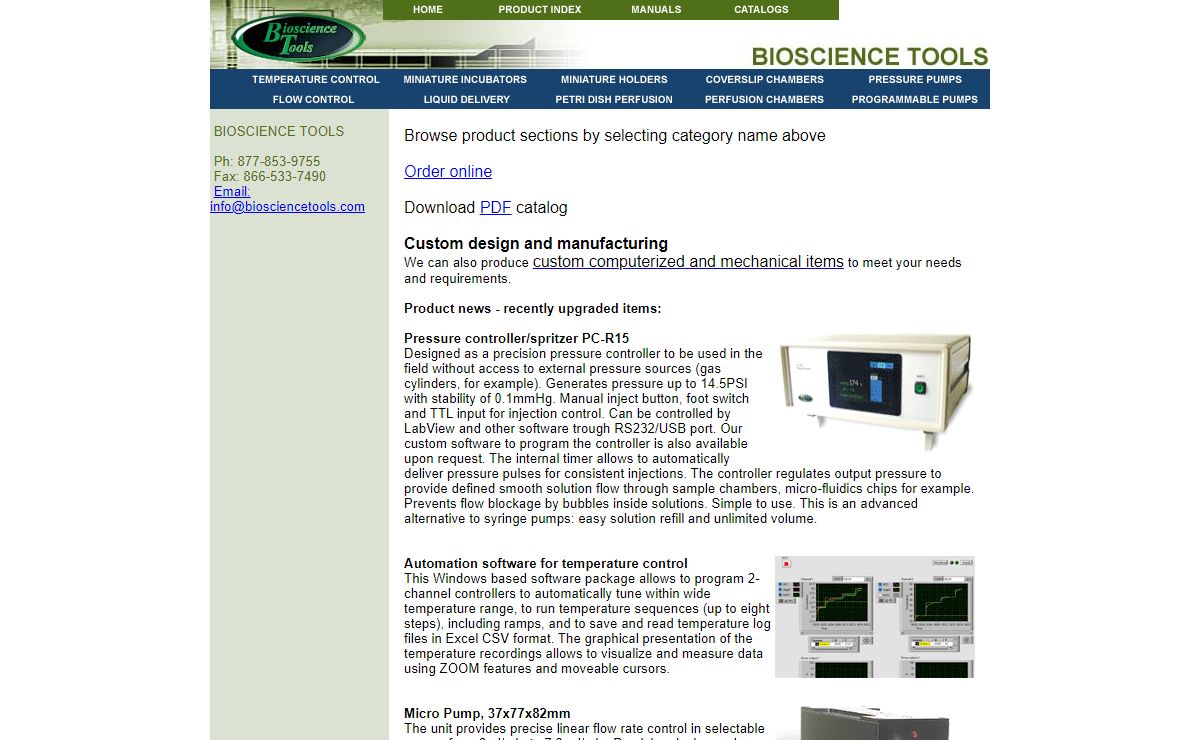 Bioscience Tools Homepage: Temperature control, liquid, CO2 and hypoxia control for imaging, animal and cell sciences