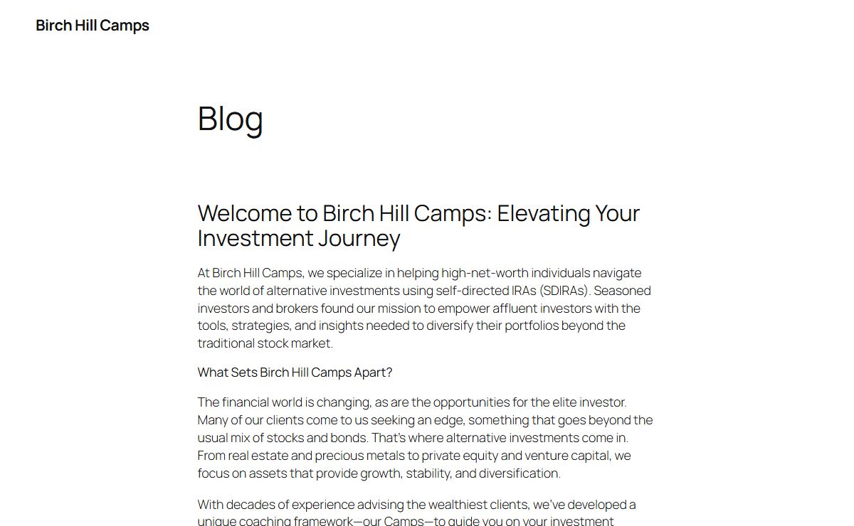 Birch Hill Camps – Investor Camps for Retirement