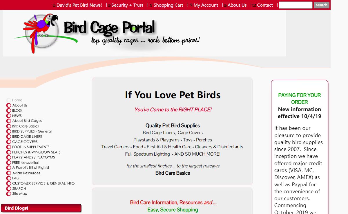 BirdCagePortal.com - Pet Bird Supplies, Parrot Supplies, Cages & Bird Products - Pet Bird Supplies