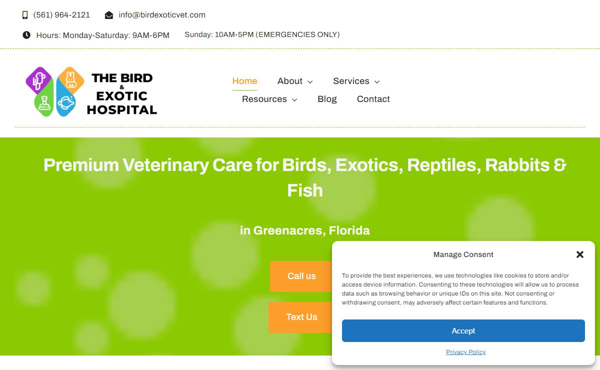 Exotic Veterinarian Greenacres, FL | Bird & Exotic Hospital