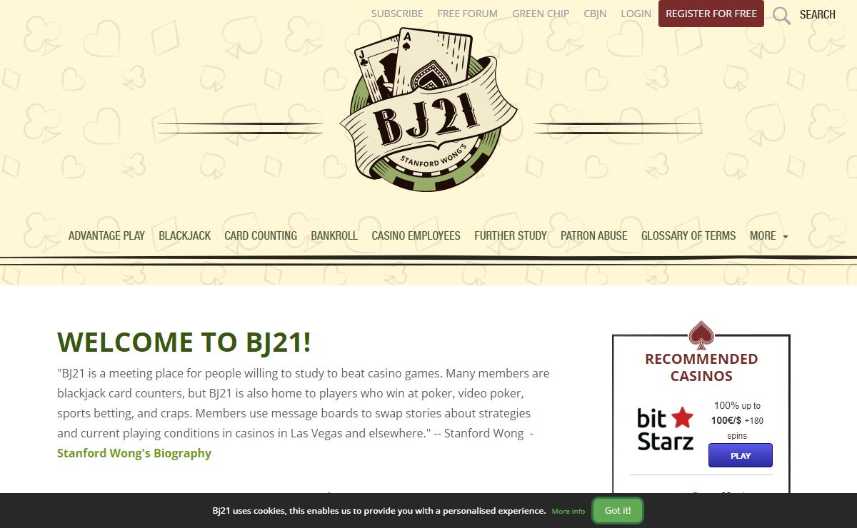 Stanford Wong's BJ21.com - Blackjack, Poker, Sports, Craps and other beatable casino games