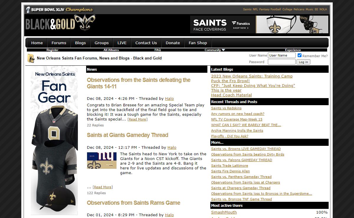 New Orleans Saints Fan Forums, News and Blogs - Black and Gold
