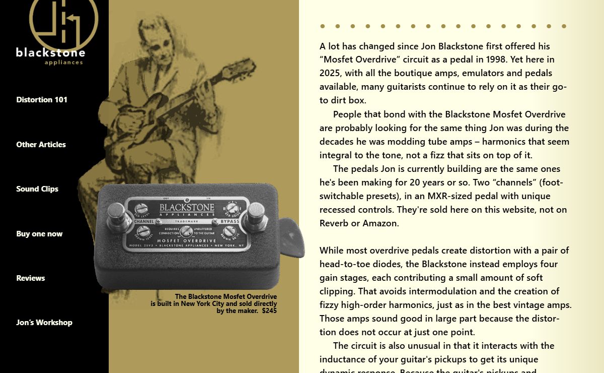 Blackstone Appliances - maker of the Blackstone Mosfet Overdrive