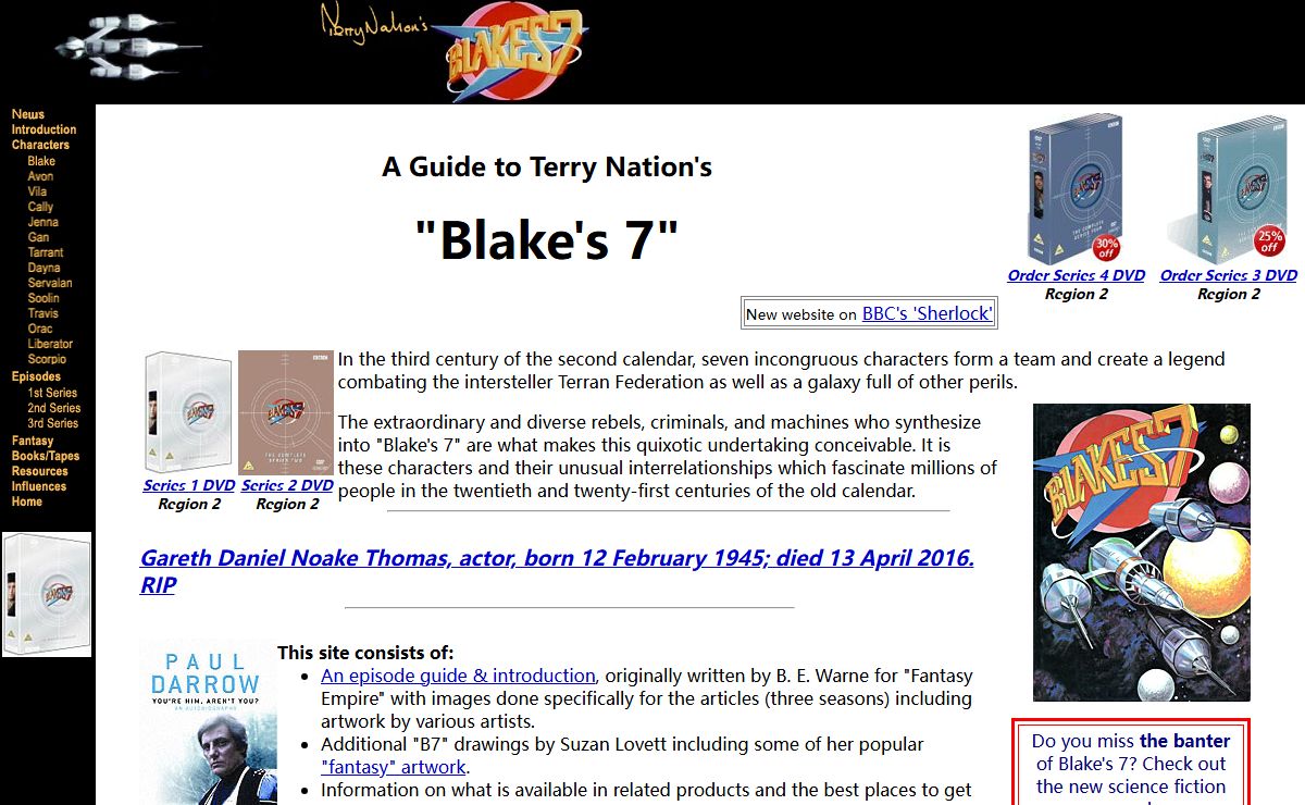 Blake's 7 Guide, Terry Nation's BBC Series: News, DVD, VHS Info