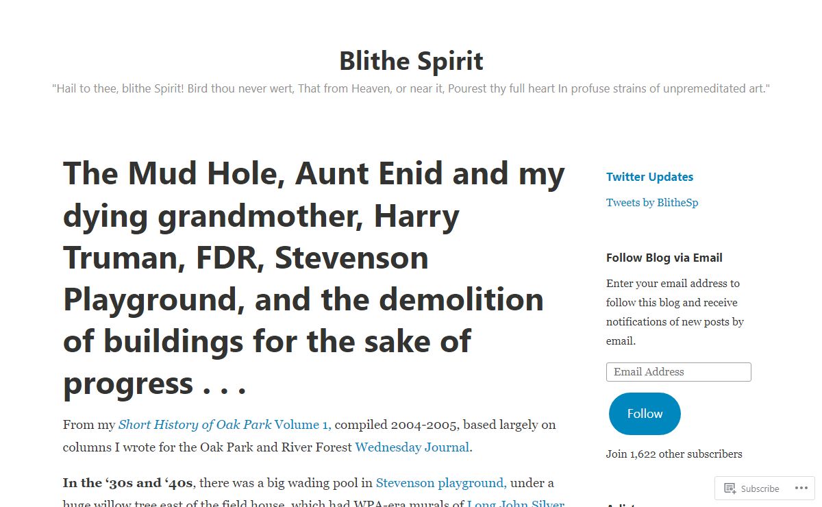 Blithe Spirit – "Hail to thee, blithe Spirit! Bird thou never wert, That from Heaven, or near it, Pourest thy full heart In profuse strains of unpremeditated art."