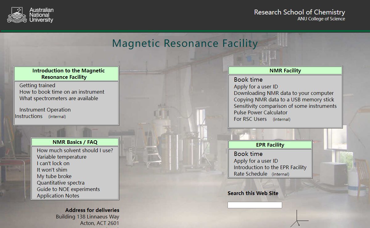 Australian National University NMR / EPR Facility