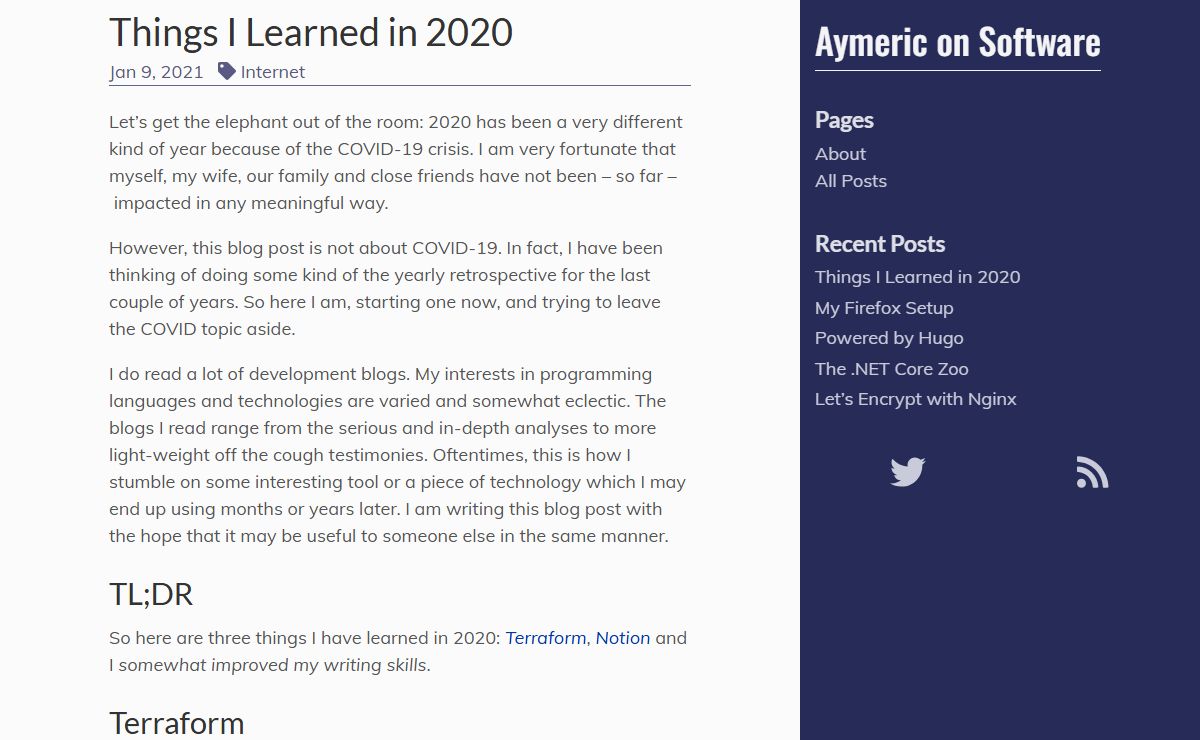 Things I Learned in 2020 | Aymeric on Software