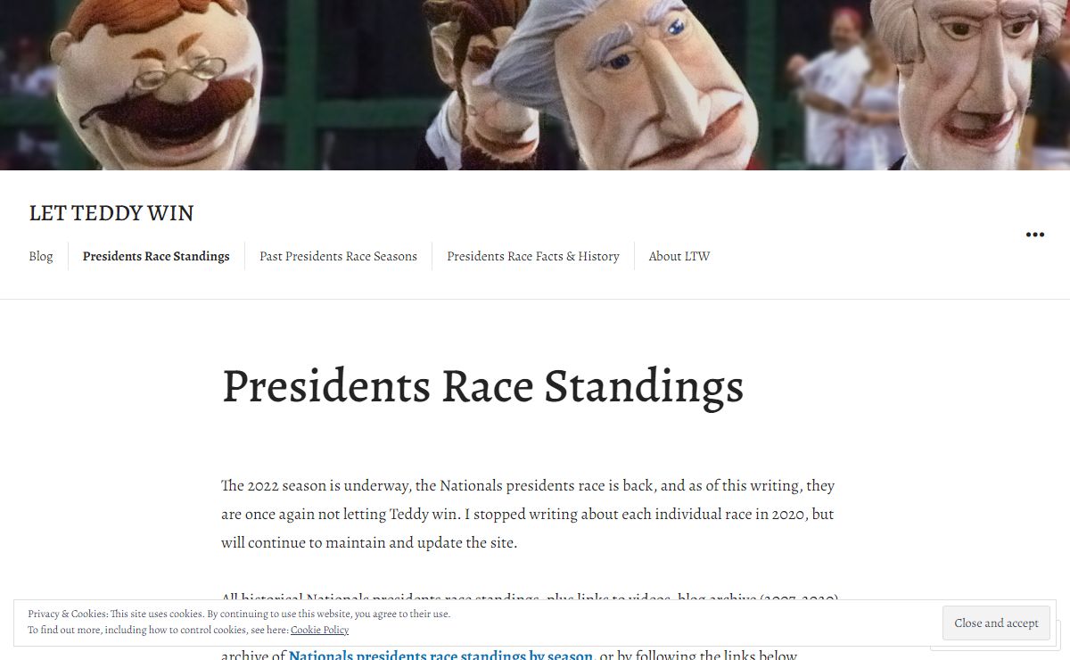 LET TEDDY WIN – Teddy Roosevelt, the Washington Nationals presidents race, and the fan experience at Nationals Park