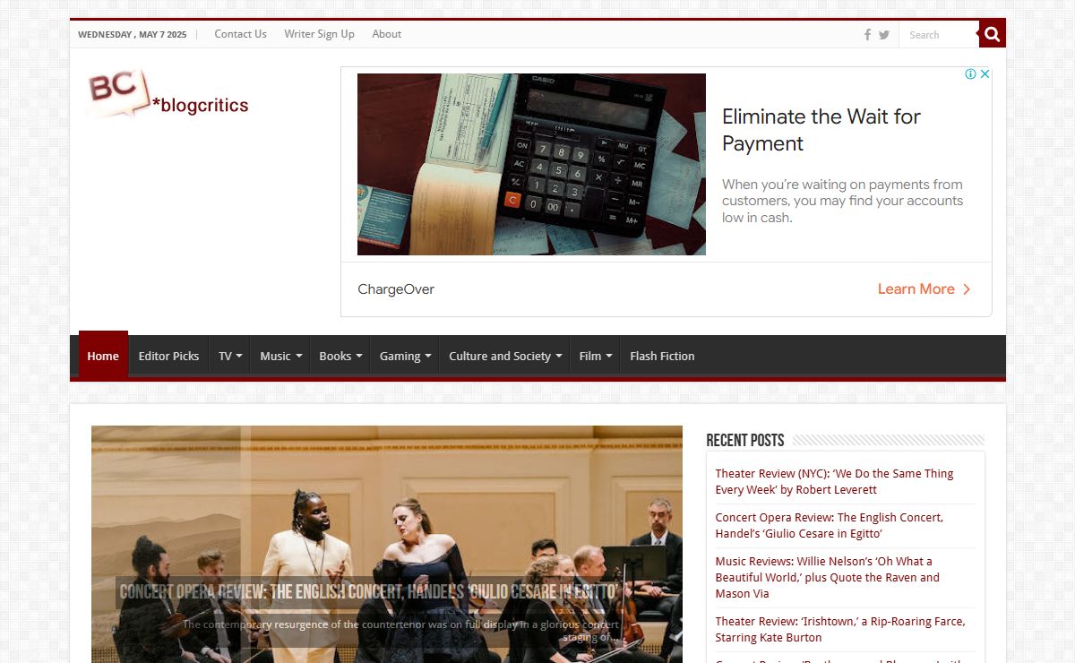 Blogcritics » The online magazine covering arts, entertainment and society.