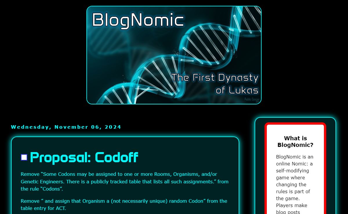 BlogNomic: The First Dynasty of Lukas