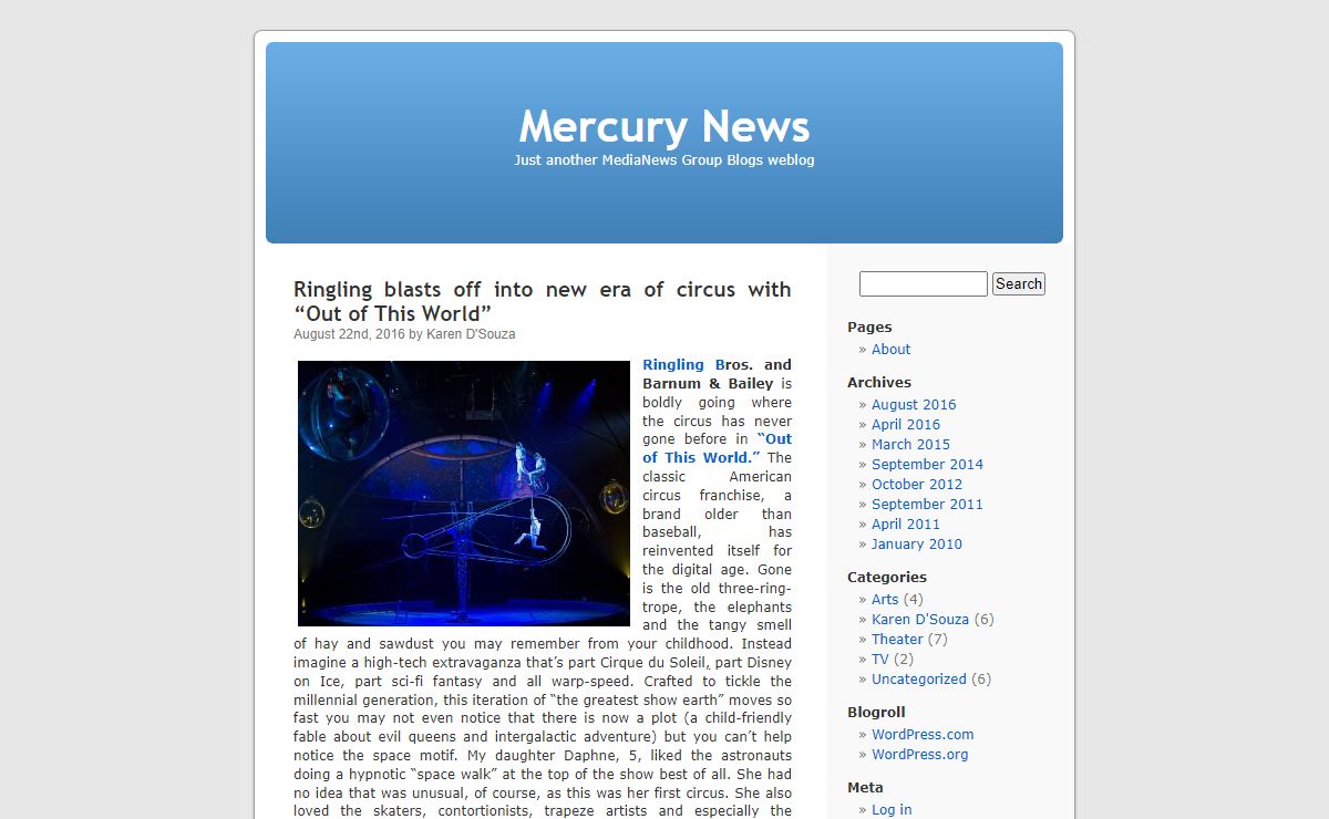 Mercury News Mercury News - Just another MediaNews Group Blogs weblog