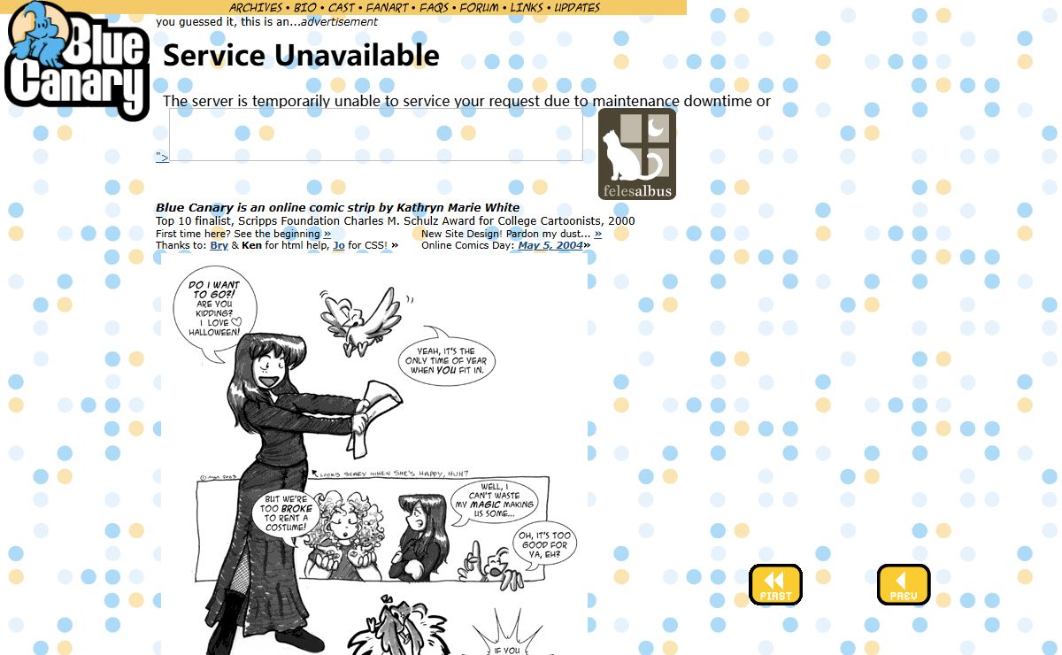 Blue Canary, an online comic by Kathryn Marie White