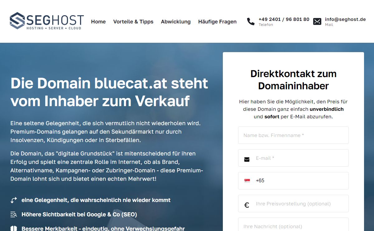 bluecat.at steht zum Verkauf