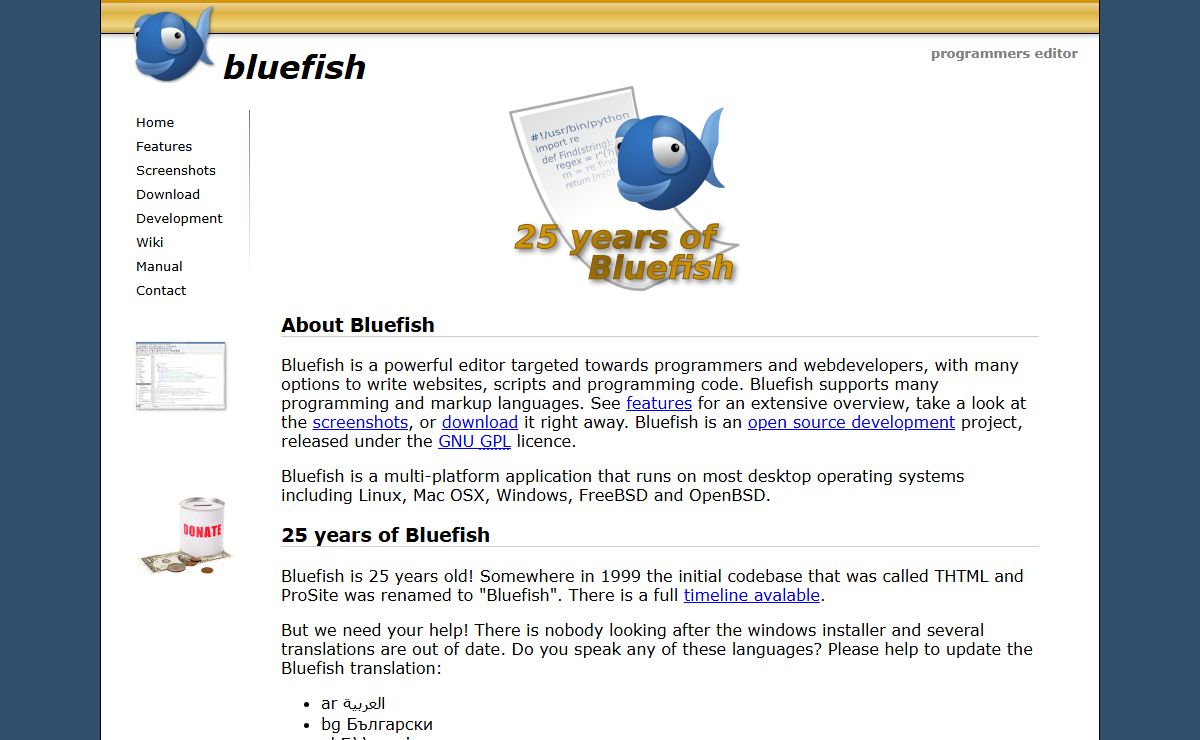 Bluefish Editor : Home