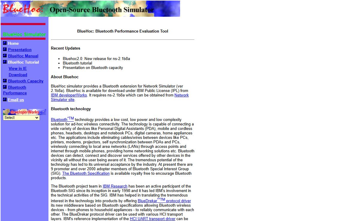 Open source : BlueHoc Web site