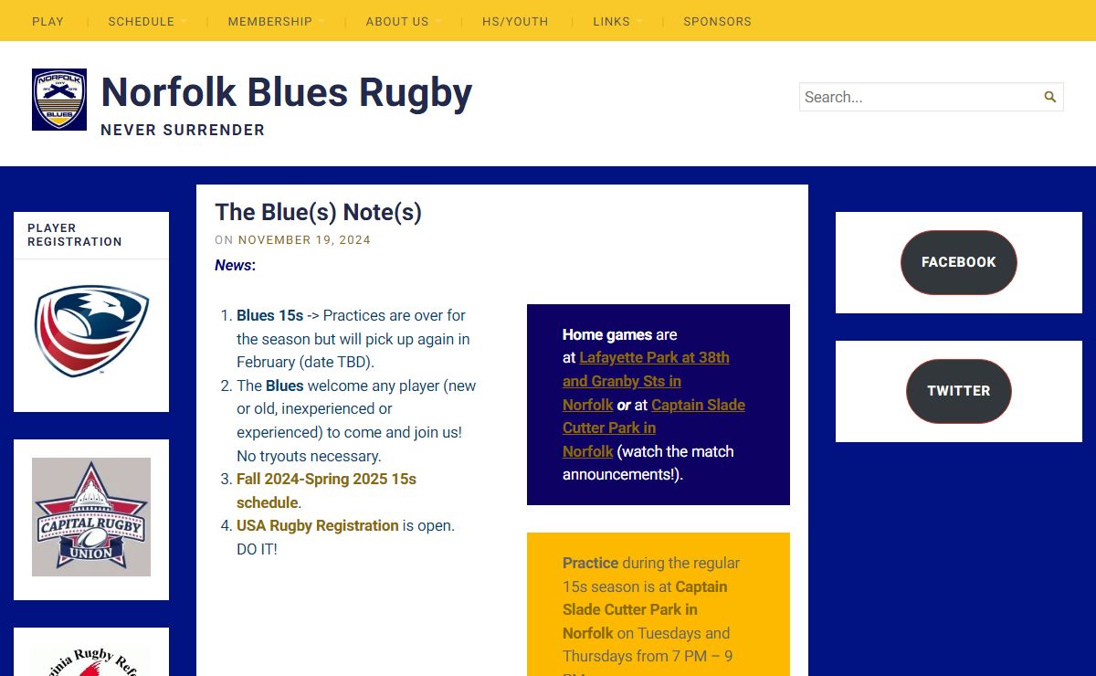 Norfolk Blues Rugby – Never Surrender