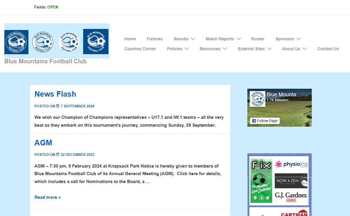 Blue Mountains Football Club – The first football/soccer club in the Mountains – Glenbrook NSW Australia