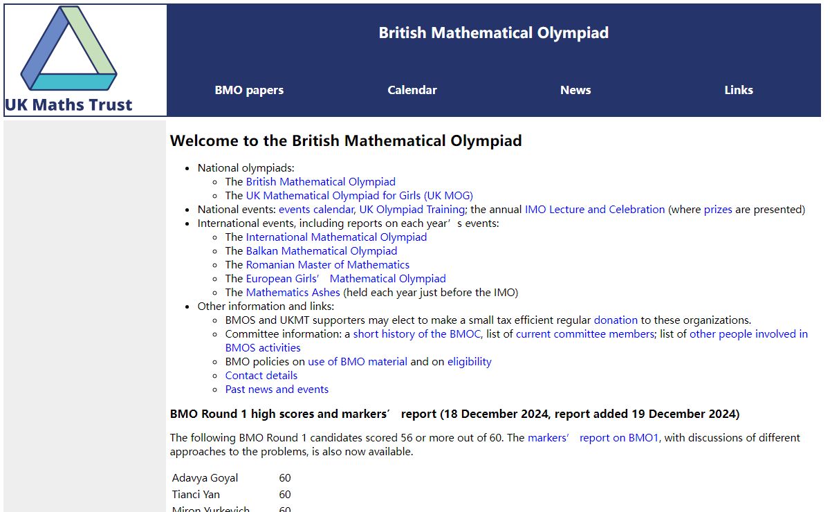 The British Mathematical Olympiad
