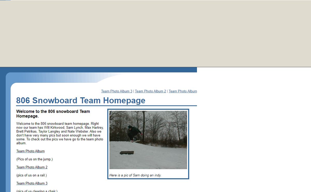 806 Snowboard Team Homepage
