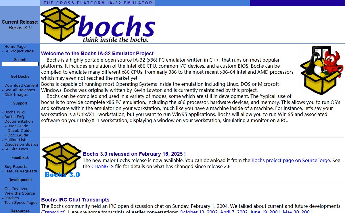 bochs: The Open Source IA-32 Emulation Project (Home Page)