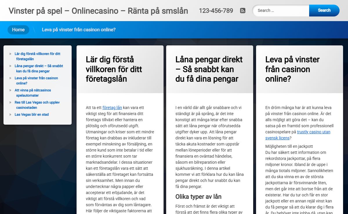 Vinster på spel – Onlinecasino – Ränta på smslån