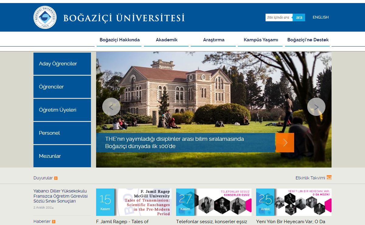 Boğaziçi Üniversitesi - Ana Sayfa